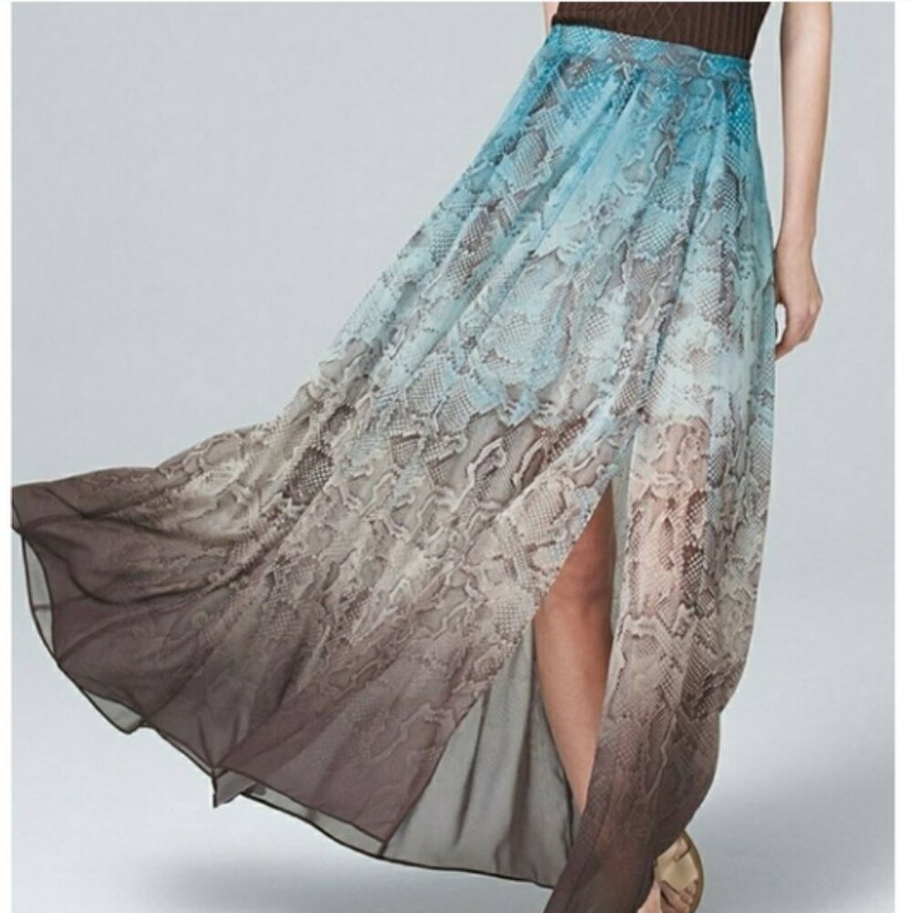 WHBM Ombre Snake-Print Maxi Skirt